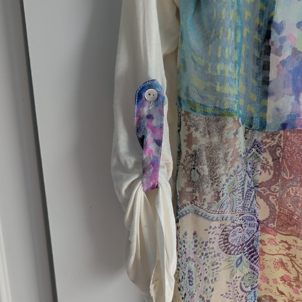 Multicolor Patchwork Women's Blouse - Picture 5 of 8